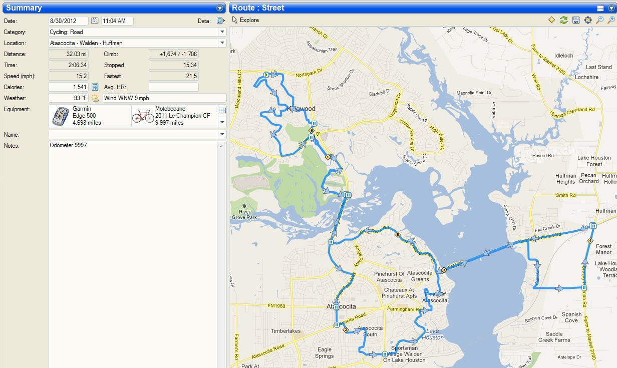 8 30 2012 Bike Ride Data And Map 