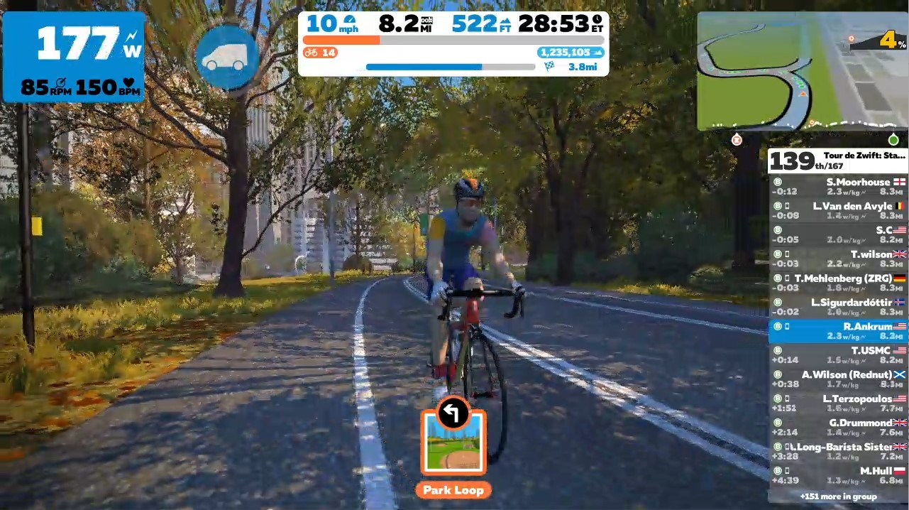 Tour de Zwift Stage 5 Group Ride Central Park Perimeter Loop